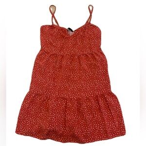 💜 George Red Polka Dot Tiered Babydoll Mini Dress - Women's XS